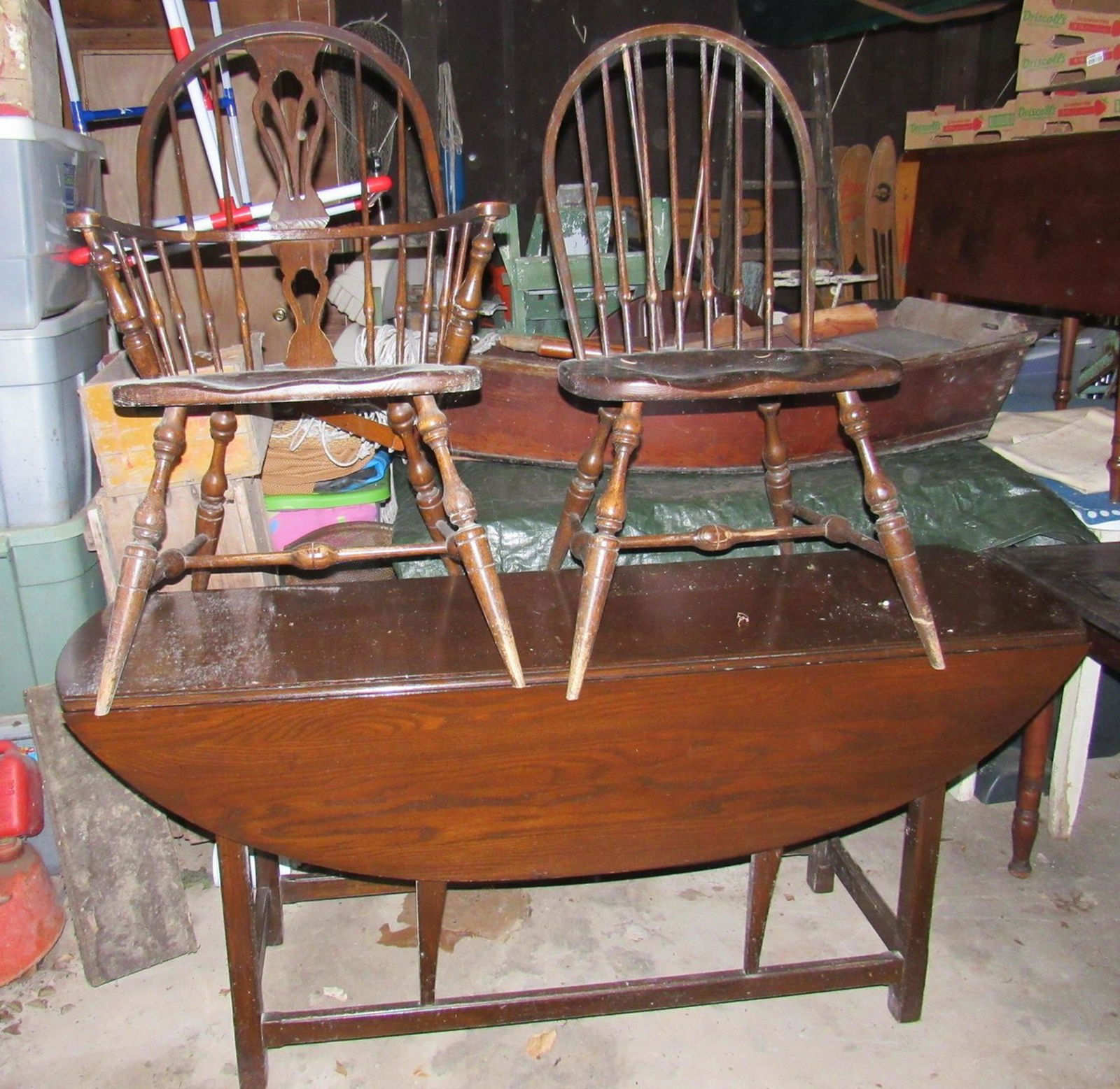 Cushman Classics Drop-leaf Table and 2 Chairs: Table is approx 19" x 65". Each leaf is approx 13" wide