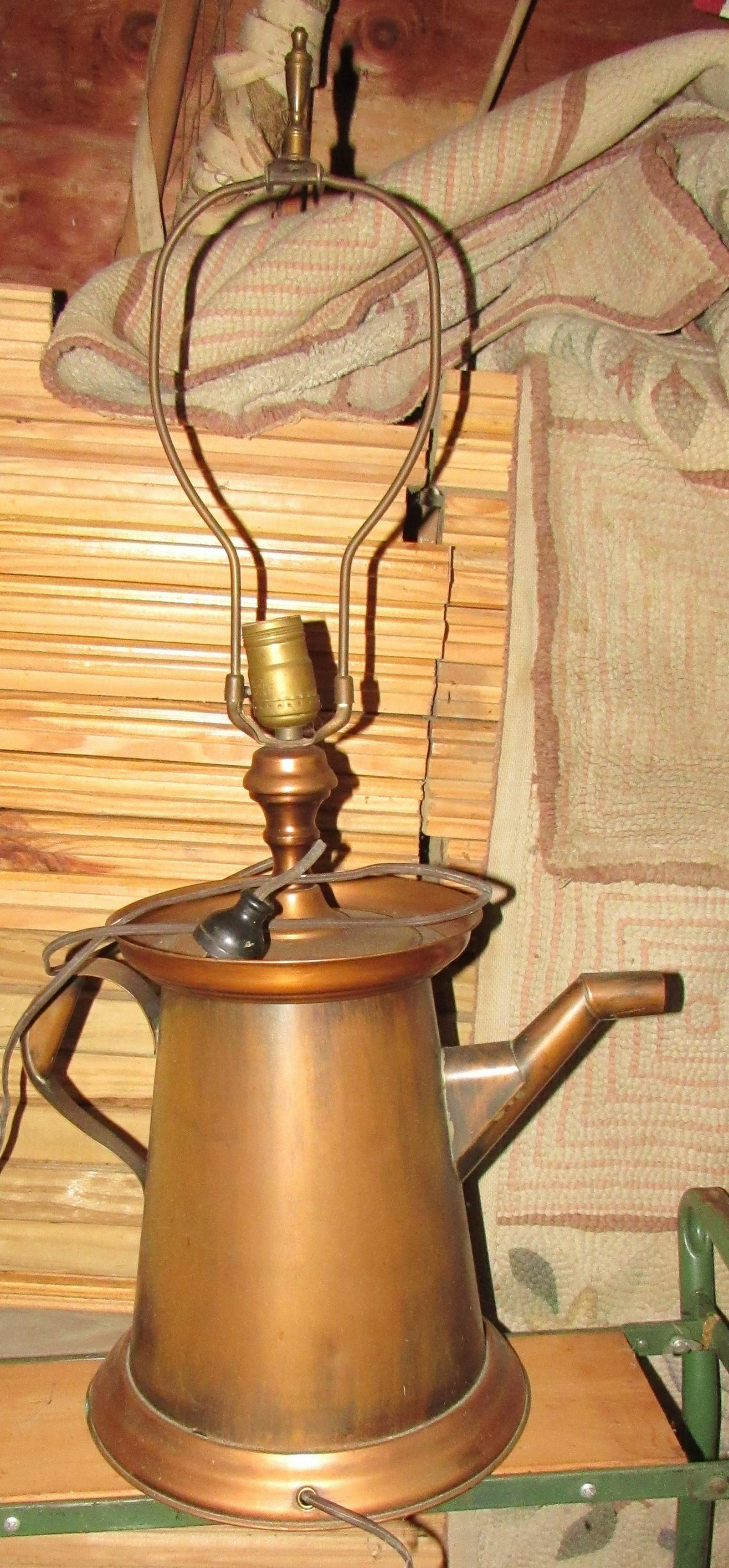 Copper Teapot and Table Lamp: Approx 28 1/2" tall