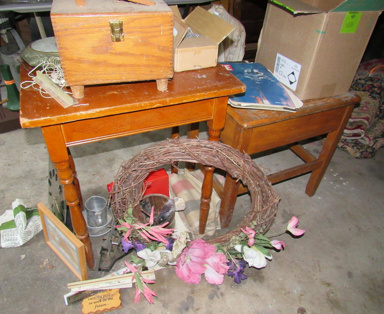 School Desk Table Contents: Lot includes table desk everything on top and underneath