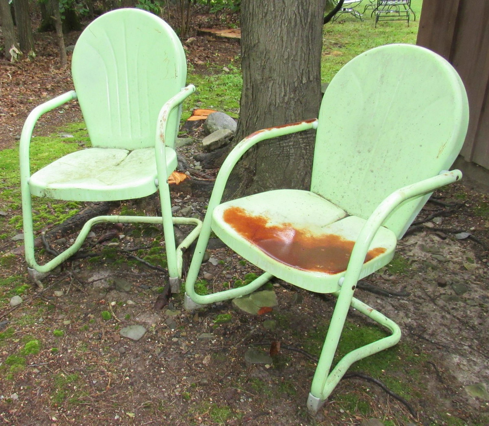 2 Vintage Metal Porch Chairs: Getting both pictured