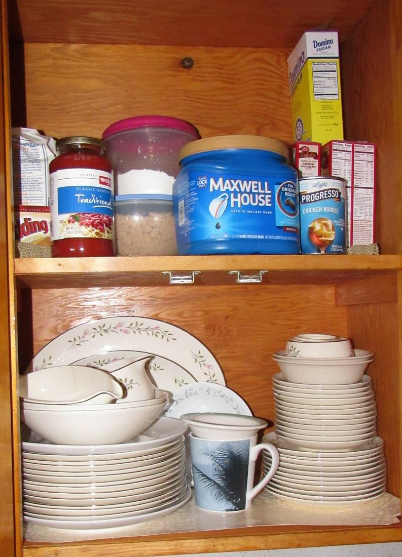 Dinnerware Cabinet Contents: Lot includes all pictured. Take what you want and leave the rest