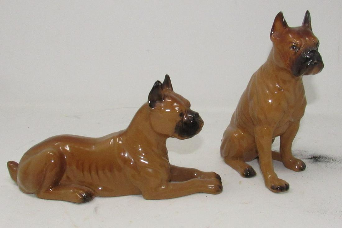 2 Boxer Dogs: One laying down is approx 9" long and has crazing