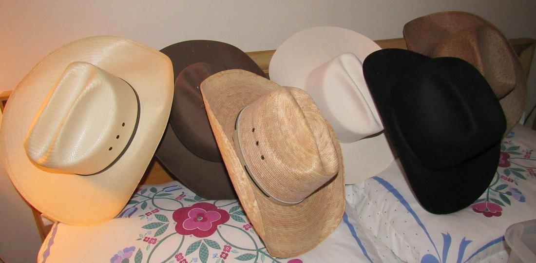 Stetson and Misc Cowboy Hats: One on left is Stetson