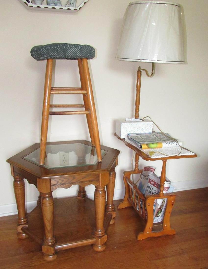 Lamp Stand Magazine Rack End Table Stool: Getting all 3 pieces pictured.
