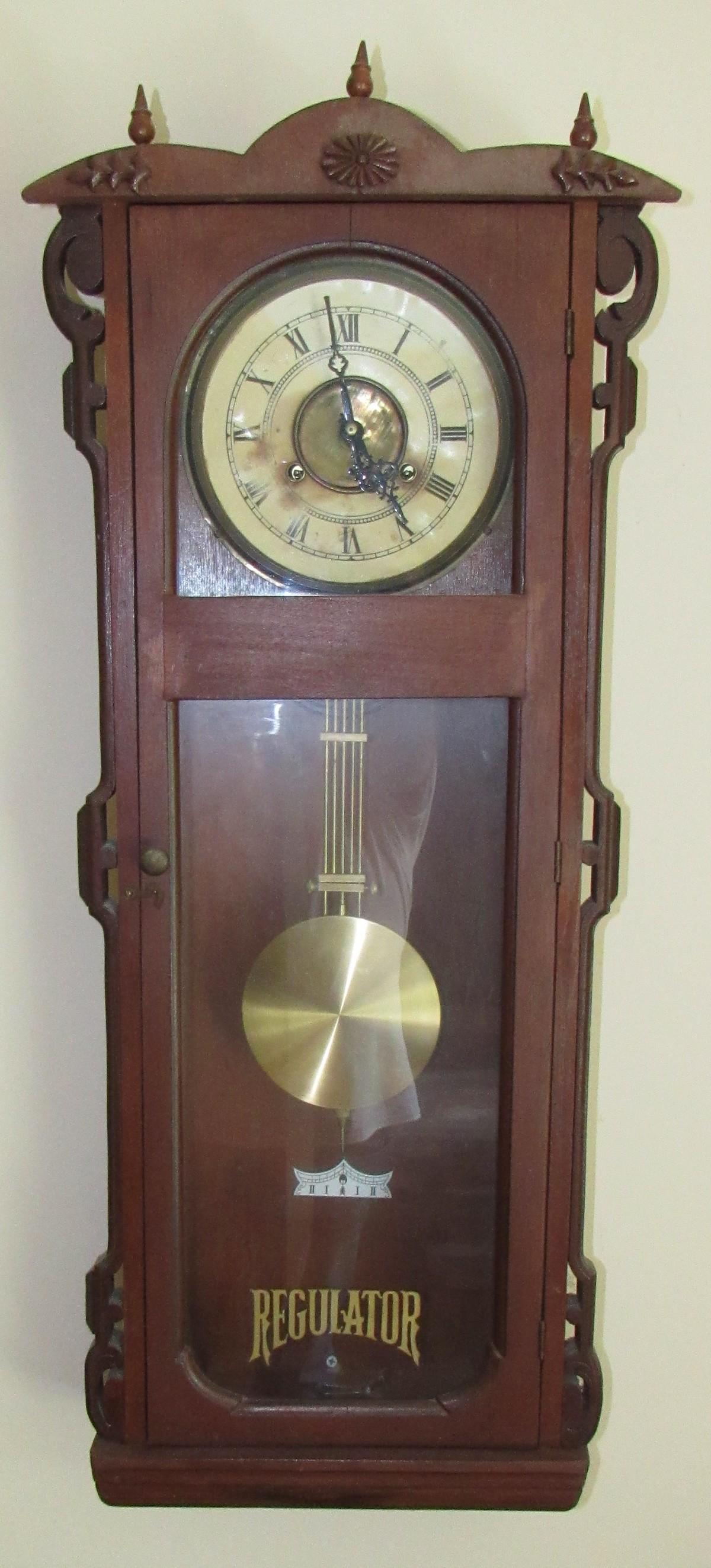 Regulator Wall Clock: Approx 5 3/4" x 13 3/4"x 36" tall.