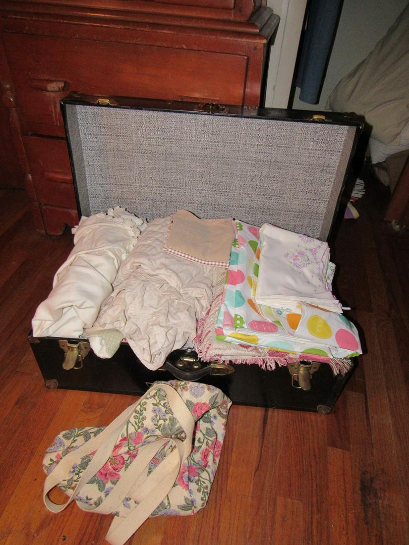 Trunk Filled with Sheets and Misc: Trunk is apprx 16" x 30" x 12 1/2" tall.
