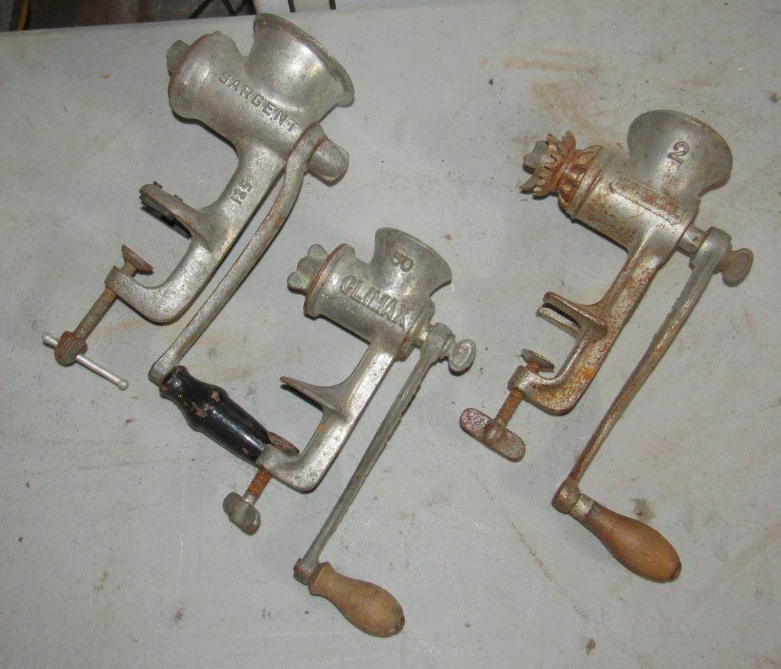 Sargent Universal Climax Meat Grinders: Getting all 3 pictured