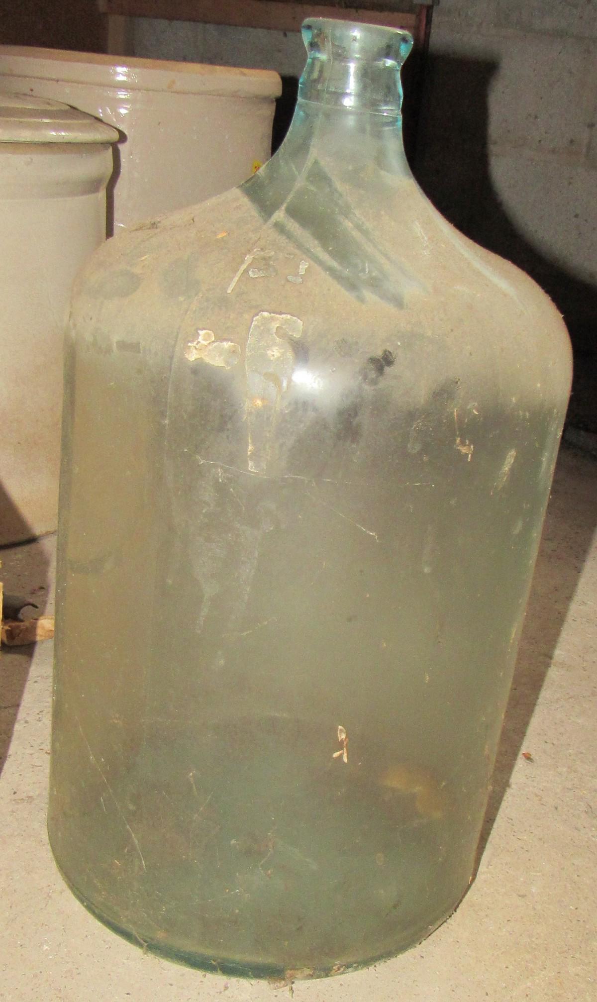 Glass Spring Water Bottle: Approx 20" tall