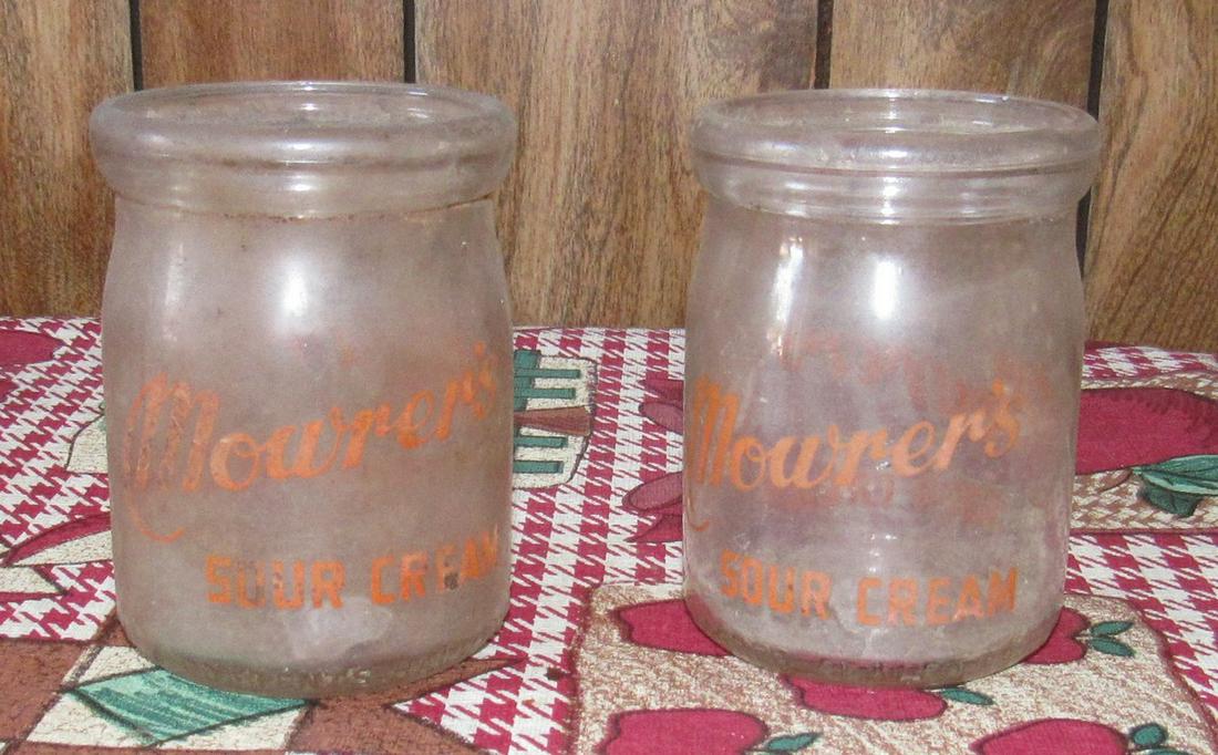 Mowrers Sour Cream Bottles: Approx 3 3/4" tall.