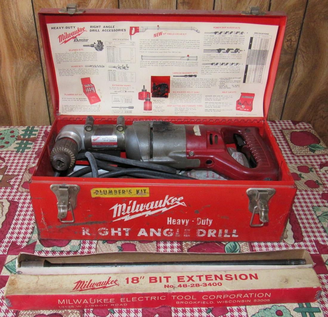 Milwaukee 2 Speed Right Angle Drive Drill: Comes with 18" extension.