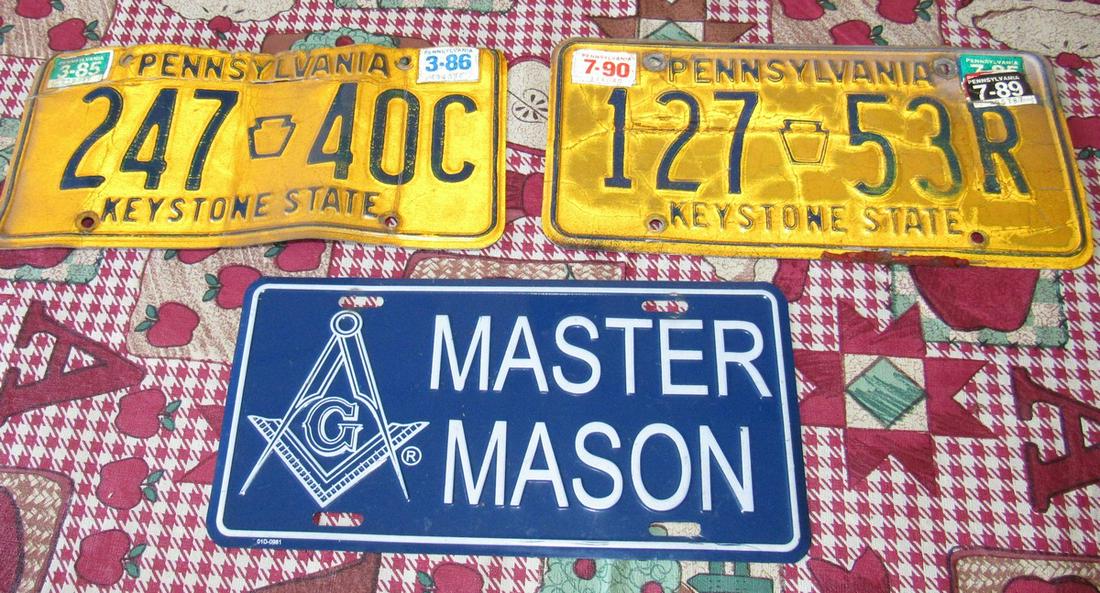 Pennsylvania and Master Mason License Plates: Getting all 3