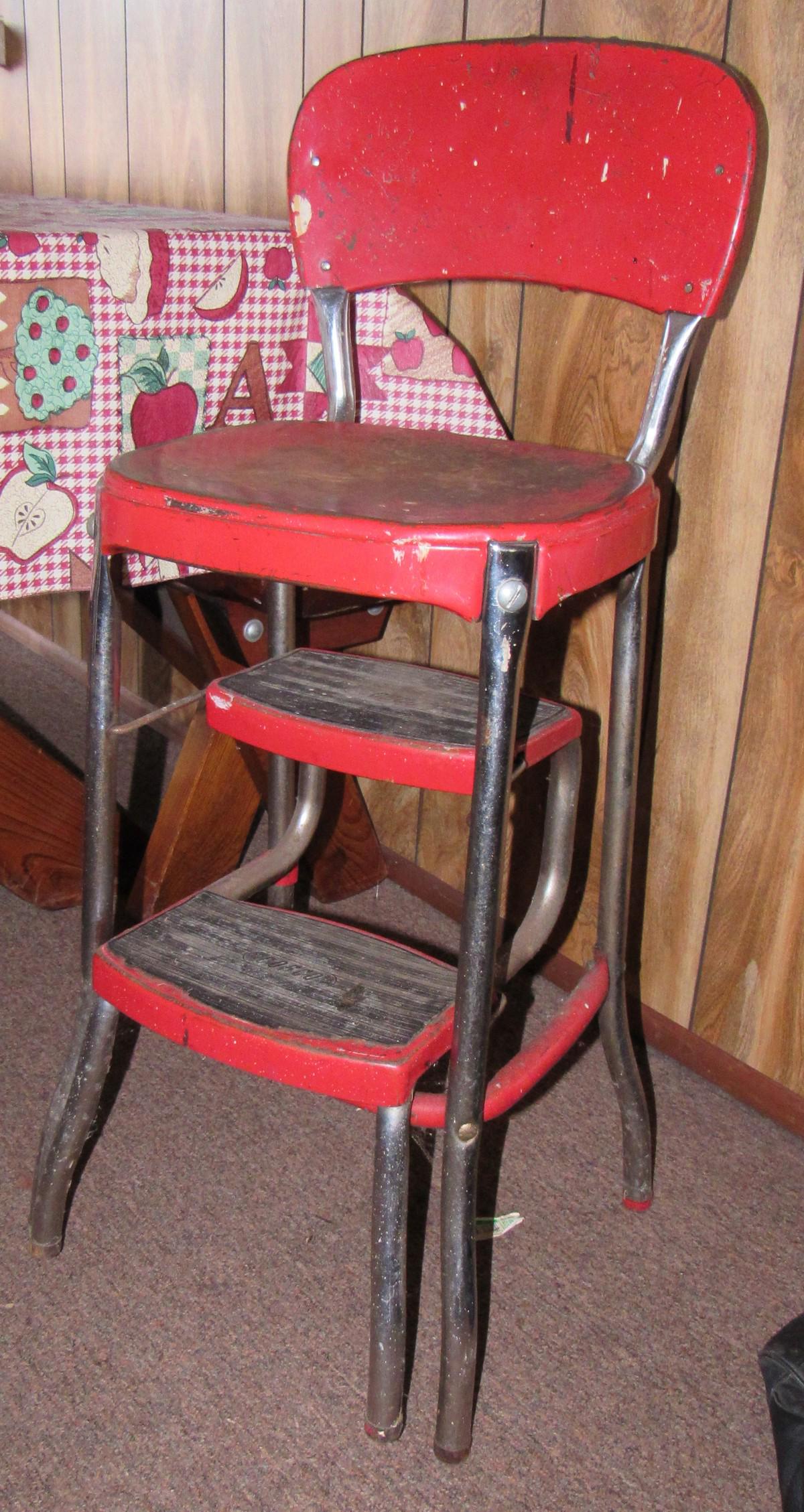 Vintage Cosco Utility Stool: Approx 34 1/2" tall