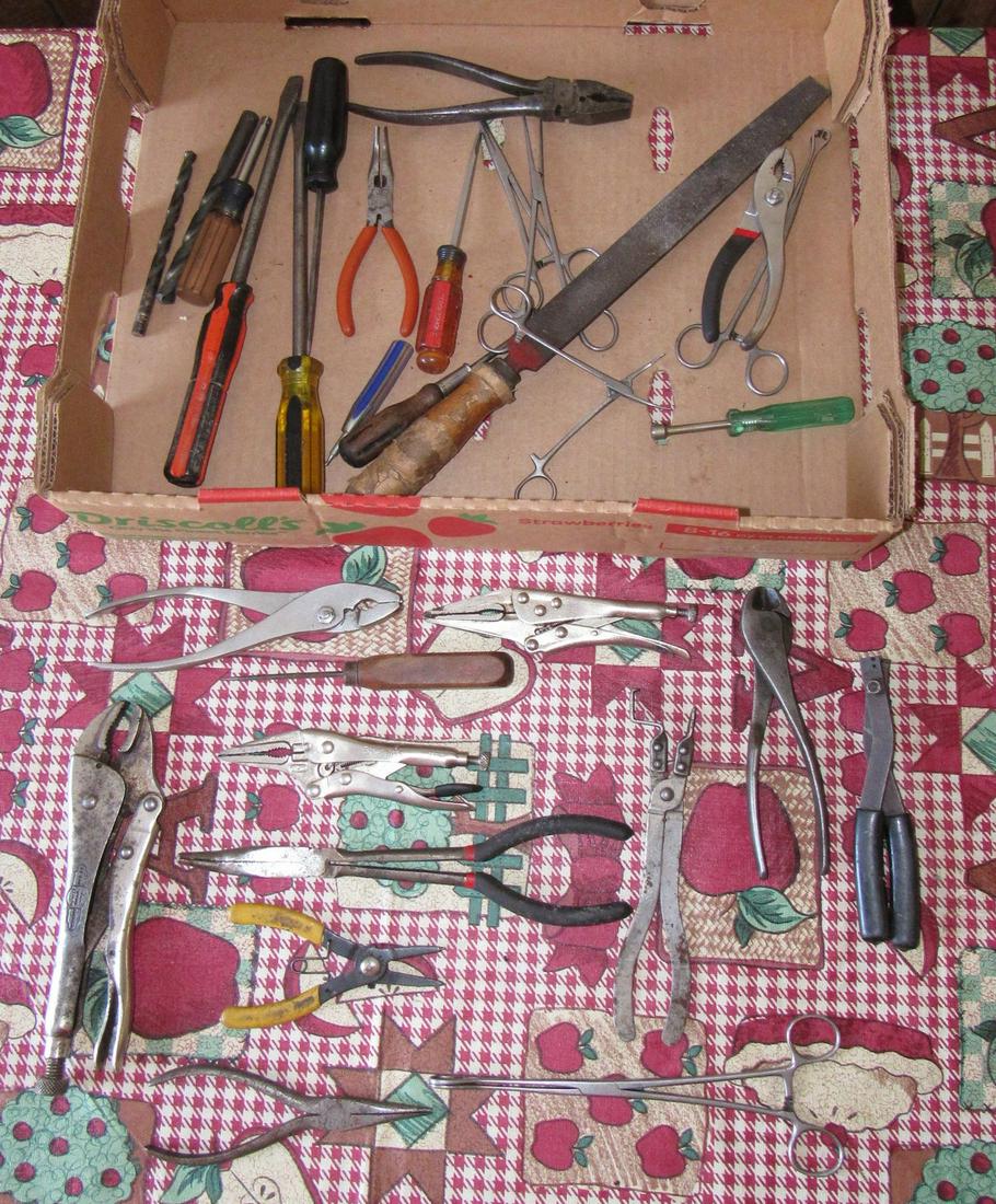 Pliers Snips Screwdrivers Tool Box Lot: Getting all pictured in box