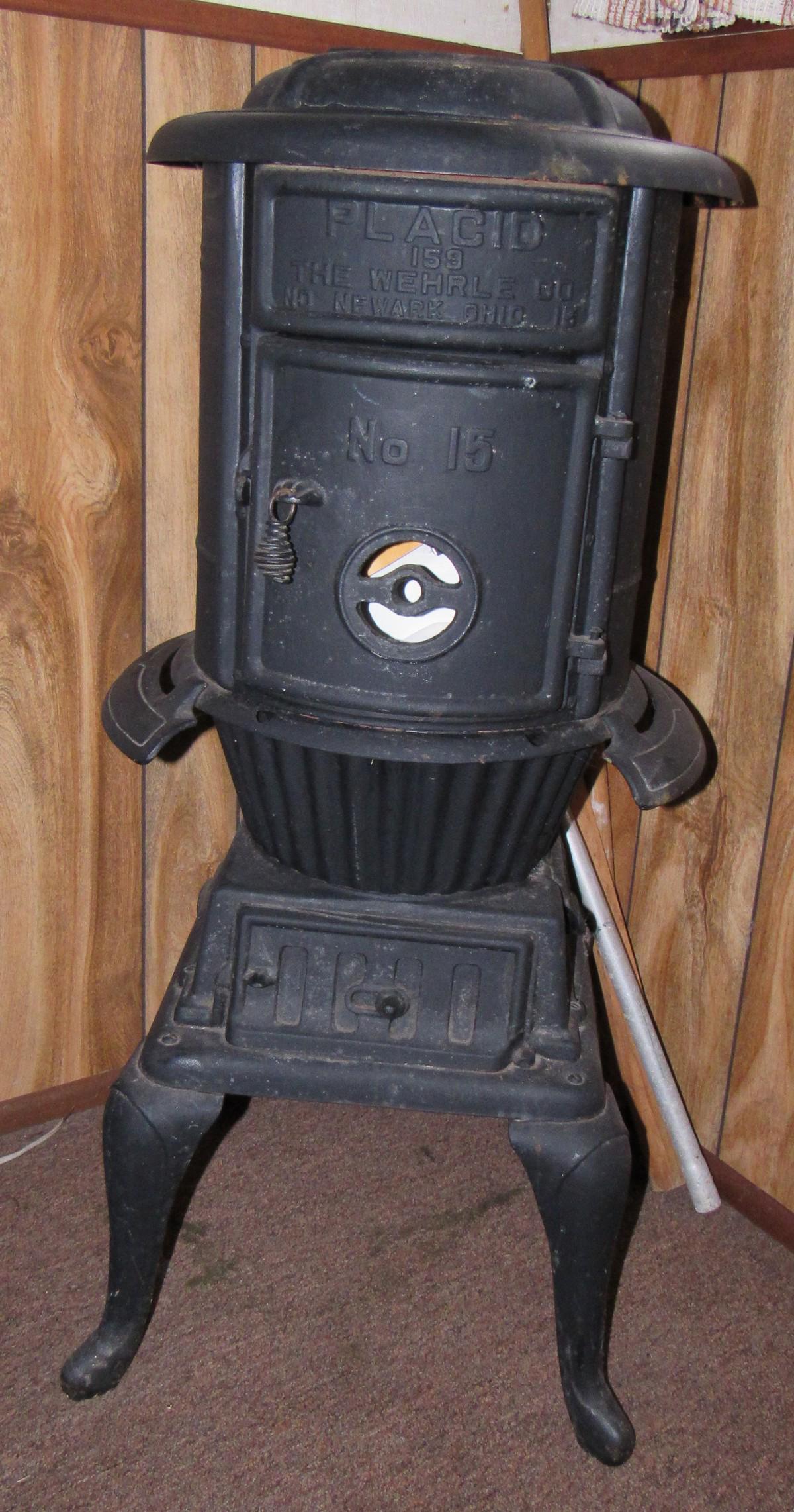 Placid 159 Wehrle No. 15 Parlor Stove: Approx 40" tall and 16" in diameter