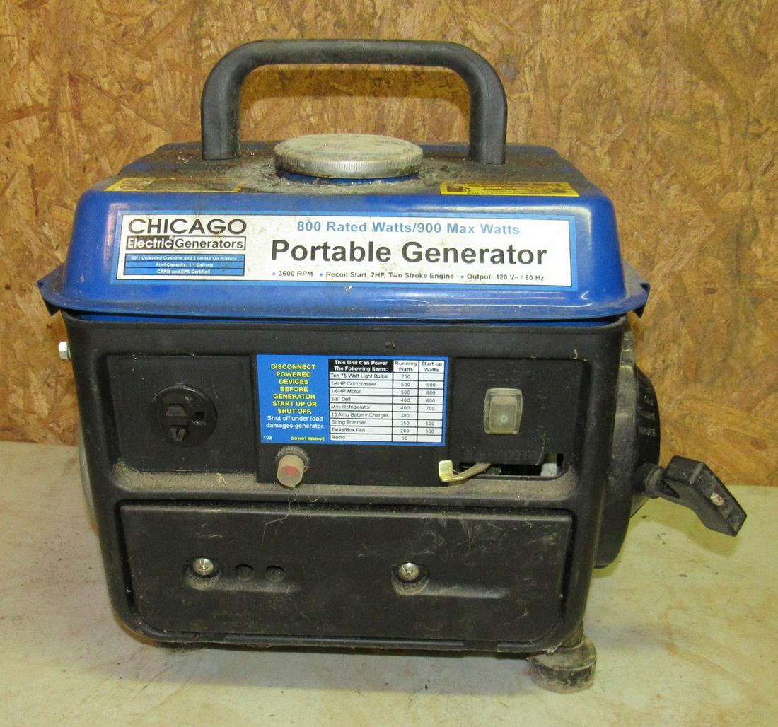 Chicago 800 Rated Watts Portable Generator: 2hp