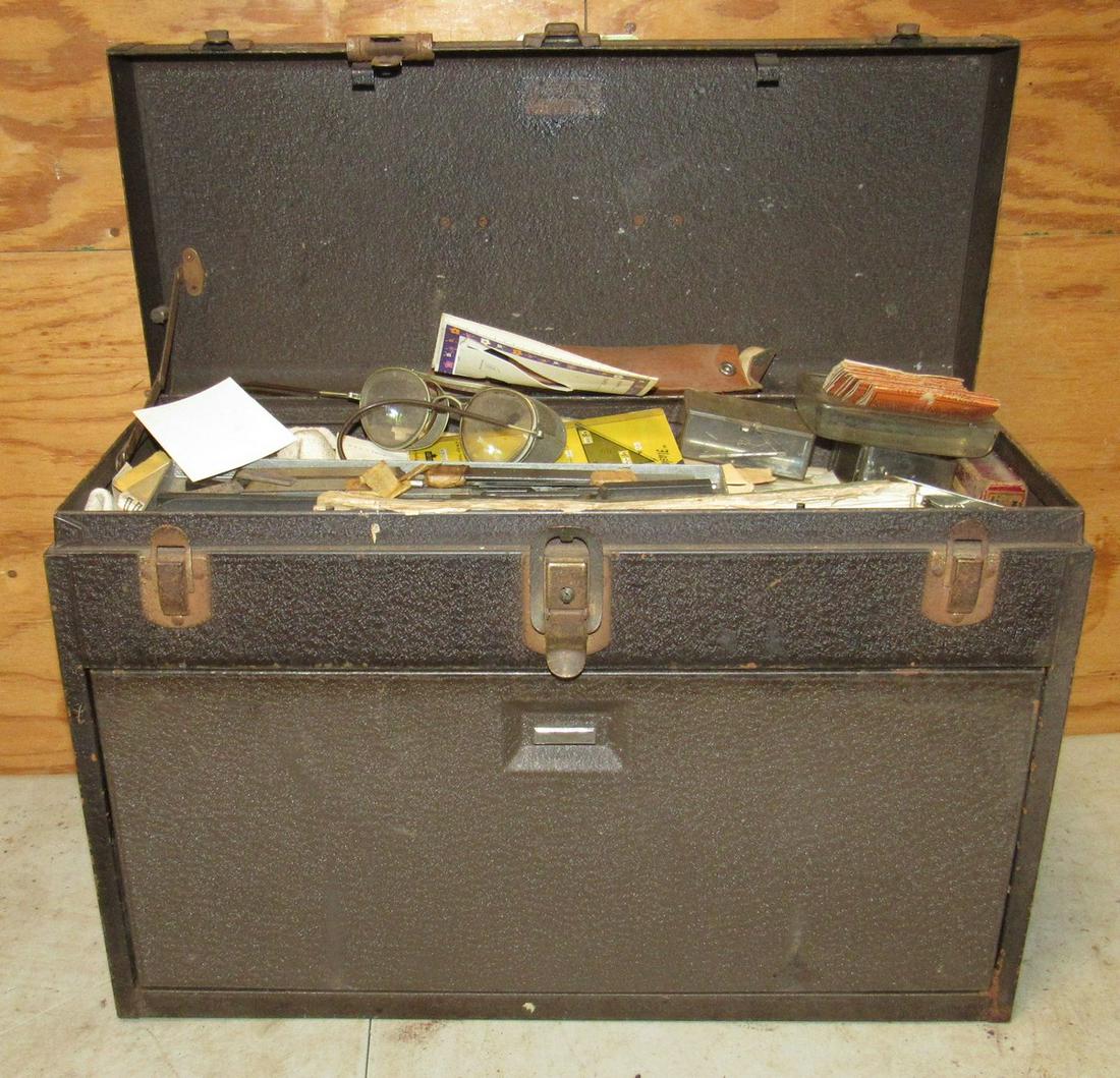Kennedy Machinist Tool Box Contents Cutter & Misc: Getting all pictured. Box is approx 8 1/2" x 20" x 13 1/2" tall.