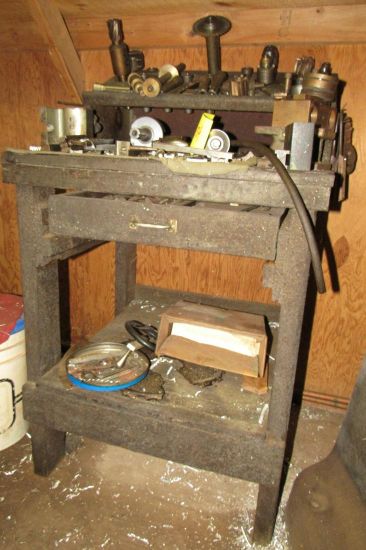 Primitive Work Table: Approx 26" x 25" x 42" tall. DOES NOT INCLUDE CONTENTS