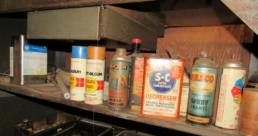 Vintage Spray Paint Cans and Misc: Getting all pictured on shelf