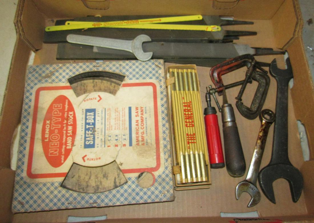 Files Hacksaw Blades Wooden Rule Wrenches Tools: Getting all pictured in box