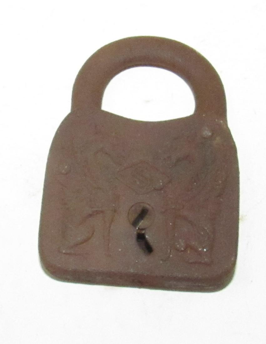 Antique Lock with Gargoyles: Approx 2" x 2 3/4"