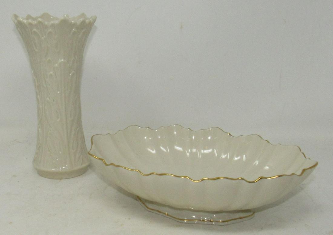 Lenox Fruit Bowl and Vase: Vase is approx 8 1/2" tall