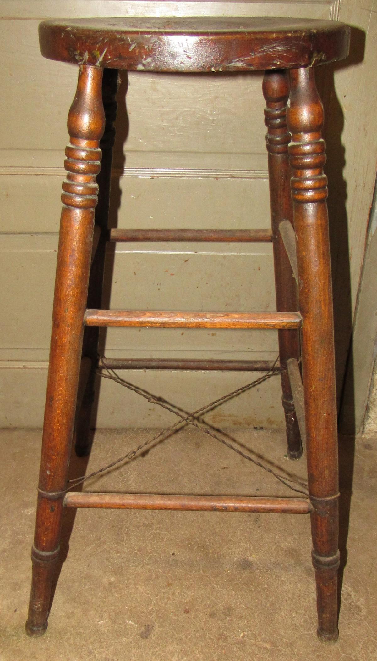 Oak Stool: Apprx 13" in diameter and 29" tall