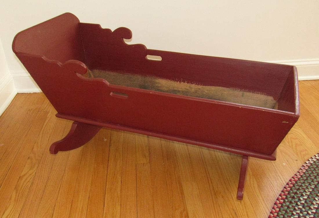 Early Cradle with Red Paint: Apprx 41" long
