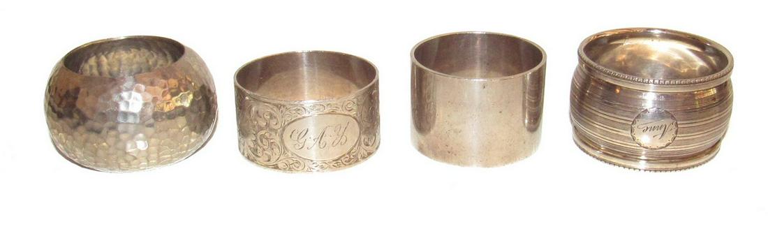 4 Napkin Ring Holders: 2 are monogrammed
