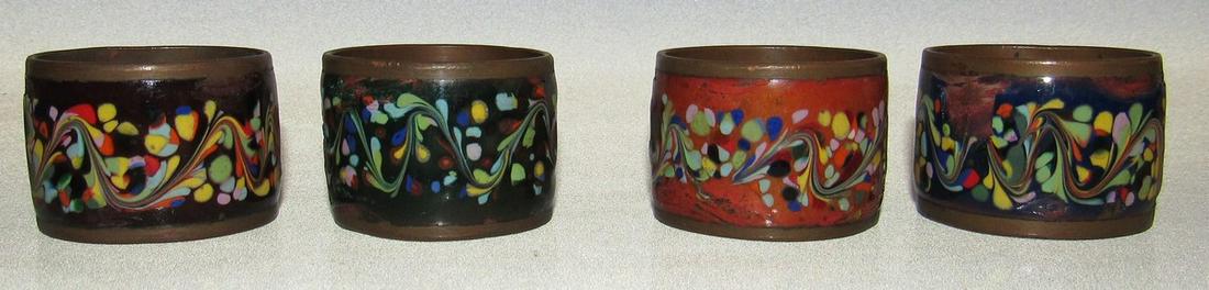 Cloisonne Enamel on Copper Napkin Ring Holders: Getting all 4 pictured