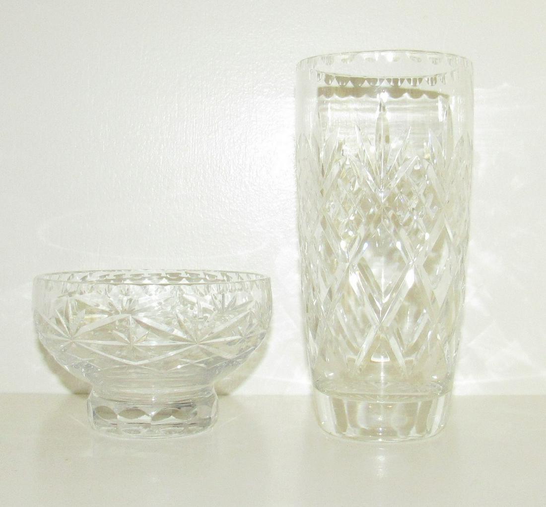 Royal Doulton Crystal Vase and Bowl: Vase is approx 7" tall. Bowl is not signed.