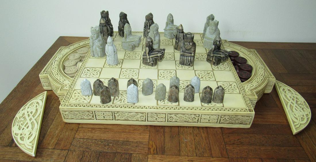 Reproduction Orkney Chess Board: Approx 12" x 17 1/2" . Newer