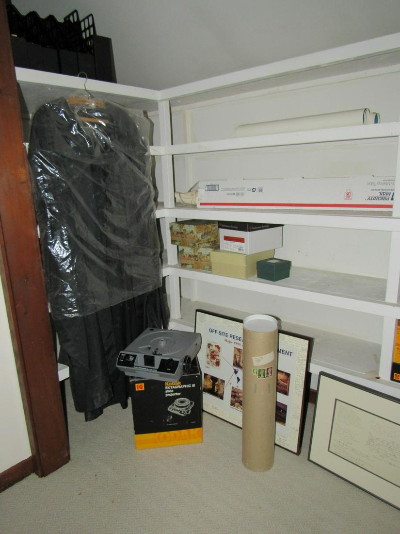 Kodak Slide Projector & Closet Contents: Pretty sure all the slide boxes are empty. Take what you want and leave the rest