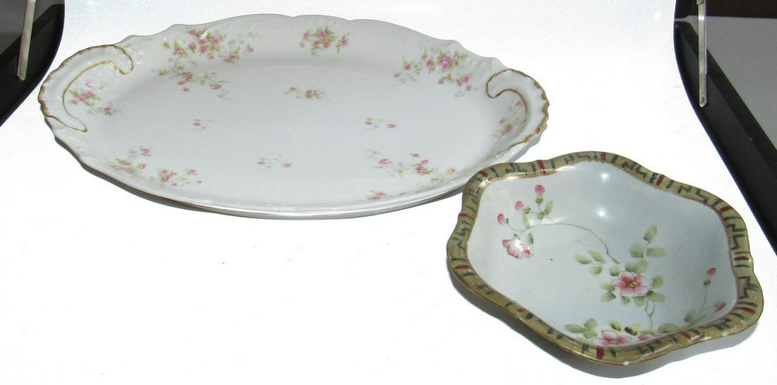 Haviland Limoges Platter & Nippon Bowl: Platter is approx 11" x 16"