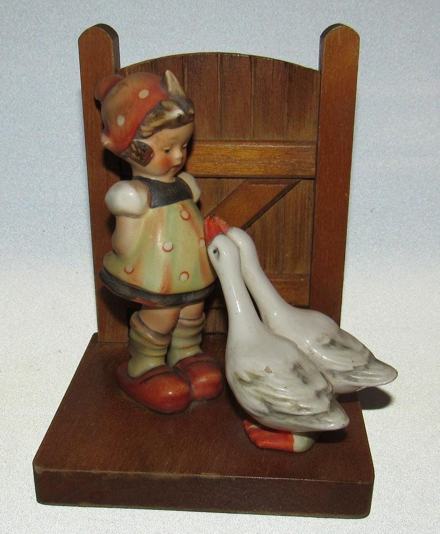Little Girl with Swans Hummel: Approx 6" total height