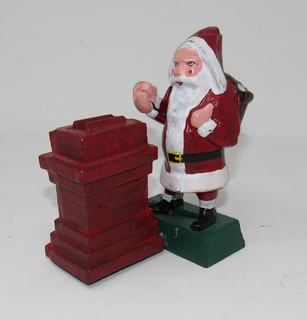 Cast Iron Santa Claus Christmas Mechanical Bank: Approx 5 1/2" tall