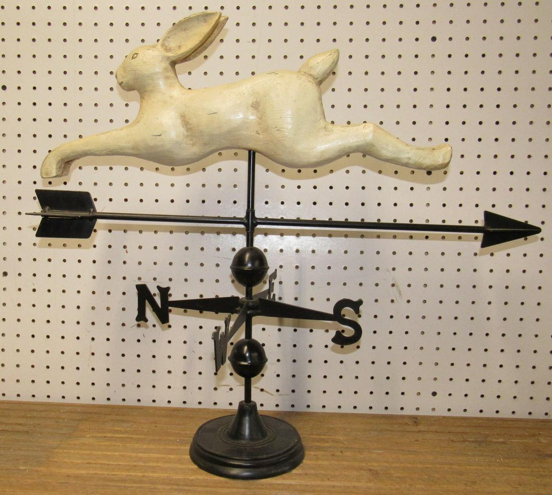 Rabbit Weathervane: Approx 22 1/4" tall. Rabbit believed to be plaster.