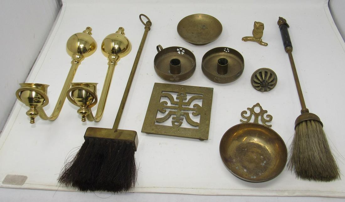 Brass Ware Trivets Brushes Candle Sconces Holders: Getting all pictured. Candle Sconces are approx 14" long
