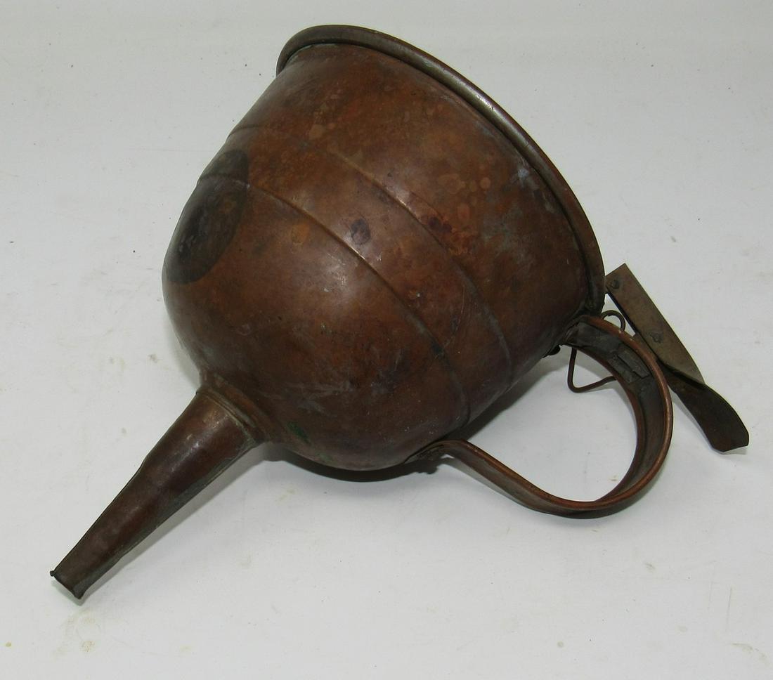 Copper Funnel: Approx 5 1/2" in diameter and 7 1/4" long
