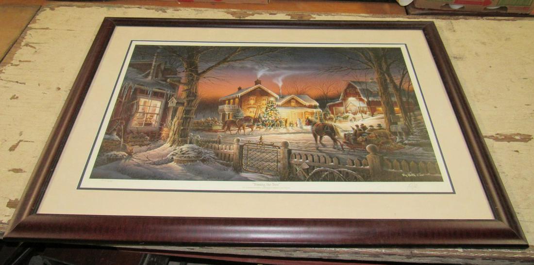 Terry Redlin Trimming The Tree Christmas Print: Signed and numbered. Approx 30" x 43"