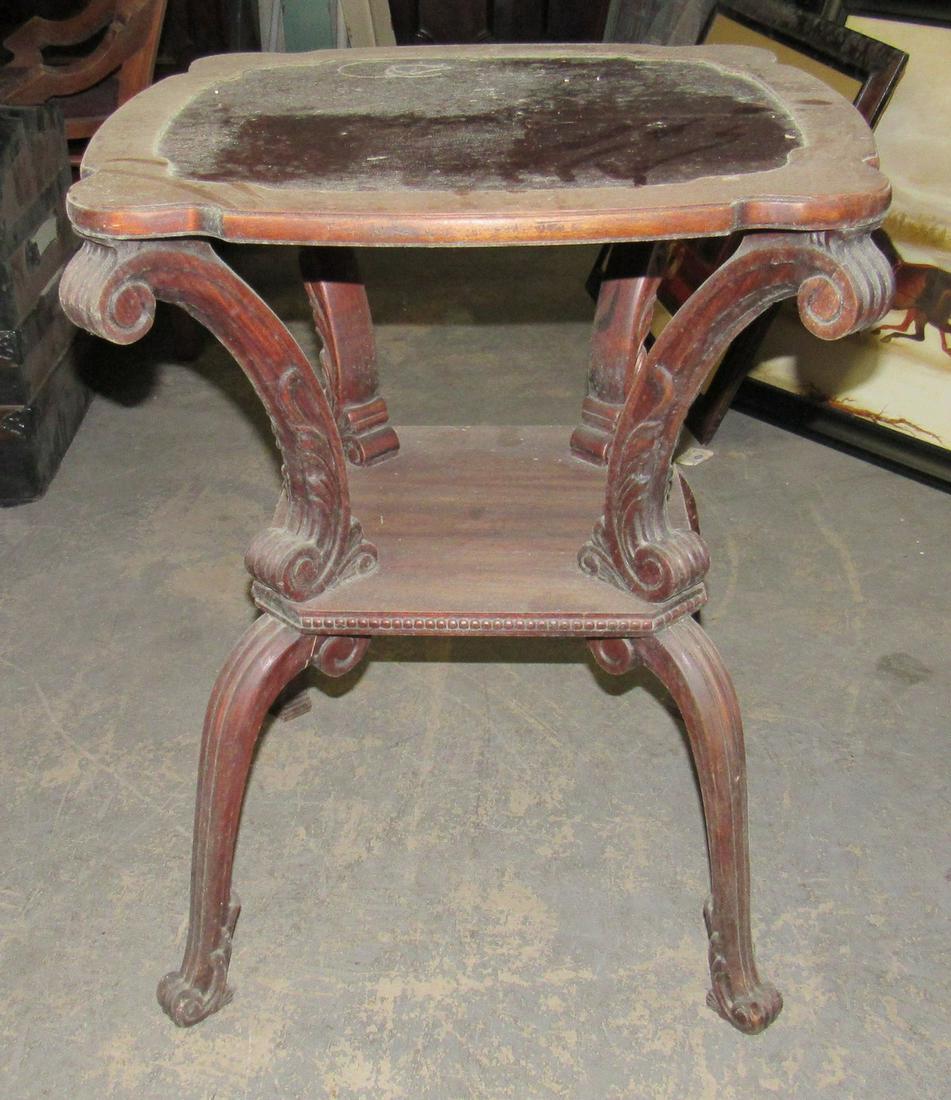 Leather Top Table: Approx 21 1/2" square and 27 1/2" tall