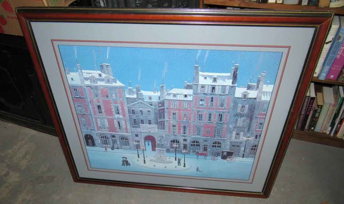 Michel Delacroix Winter Scene Print: Approx 33" x 39"