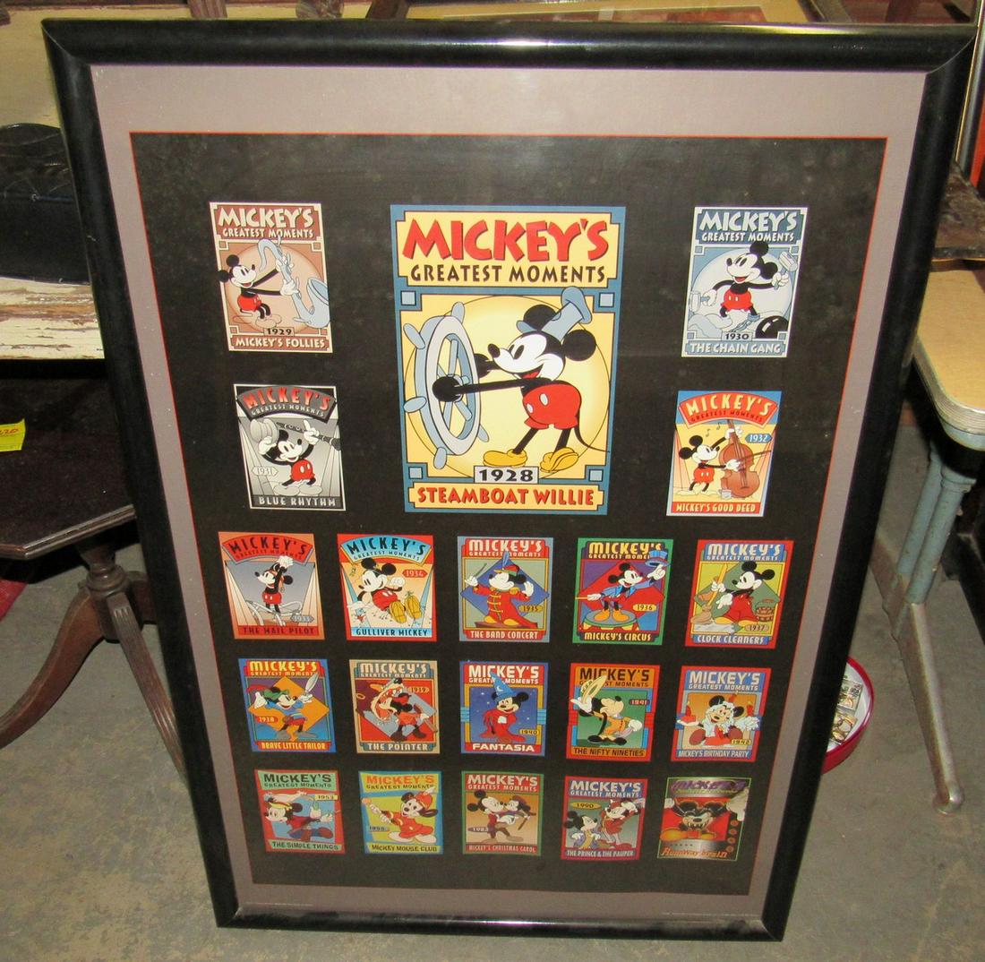 Framed Mickey Mouse Poster: Approx 26" x 39"