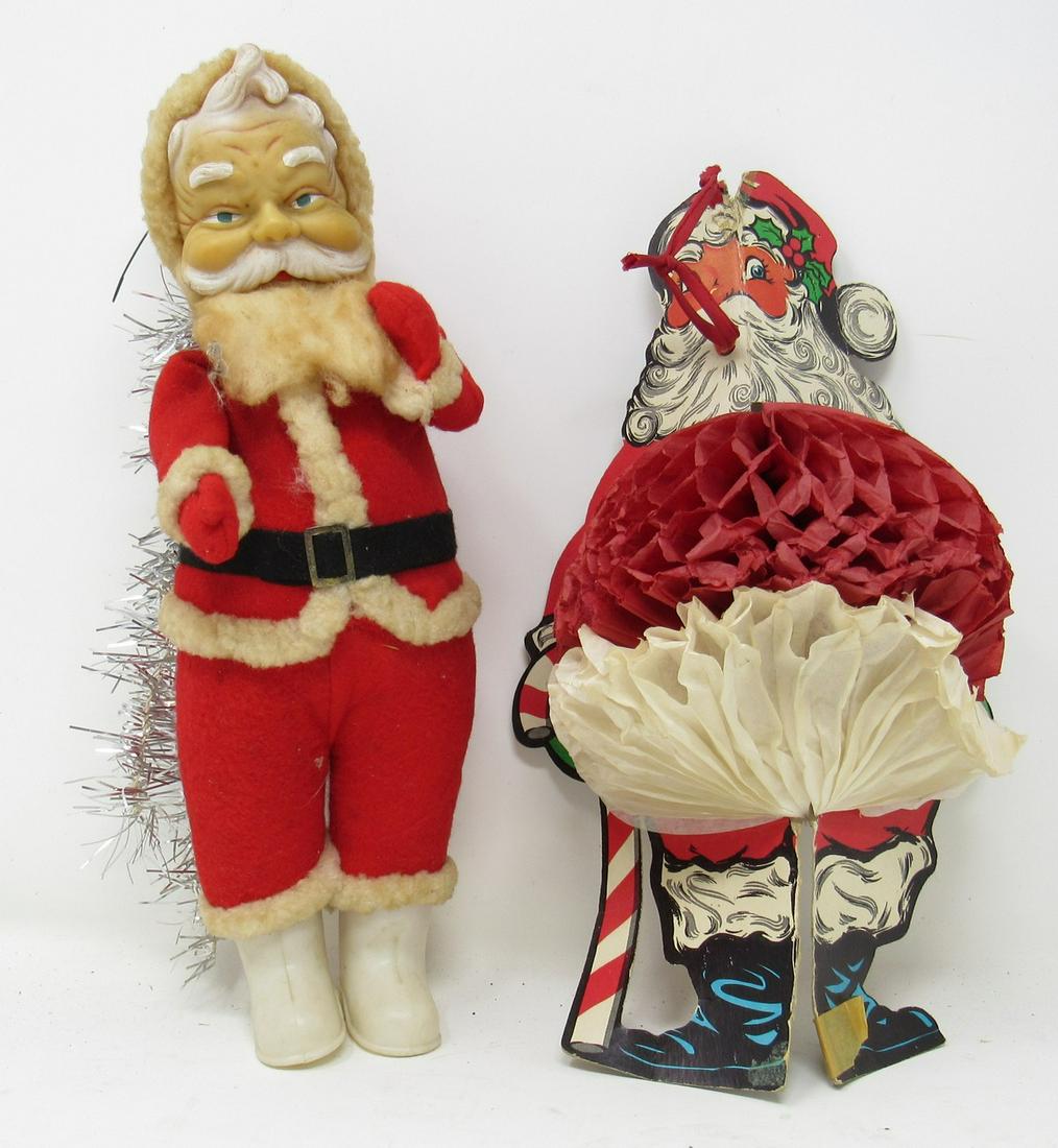 Vintage Santa Claus Christmas Decorations: One on left is approx 14" tall
