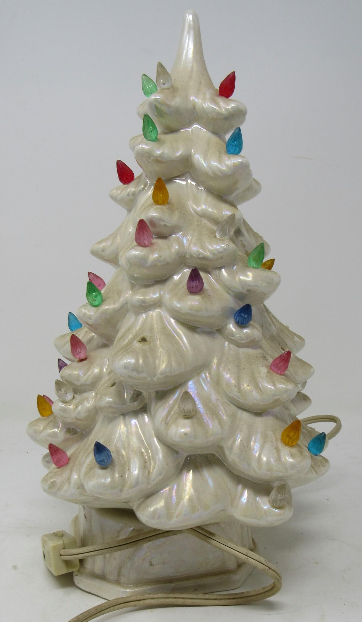 Vintage White Ceramic Christmas Tree: Approx 11 1/2" tall