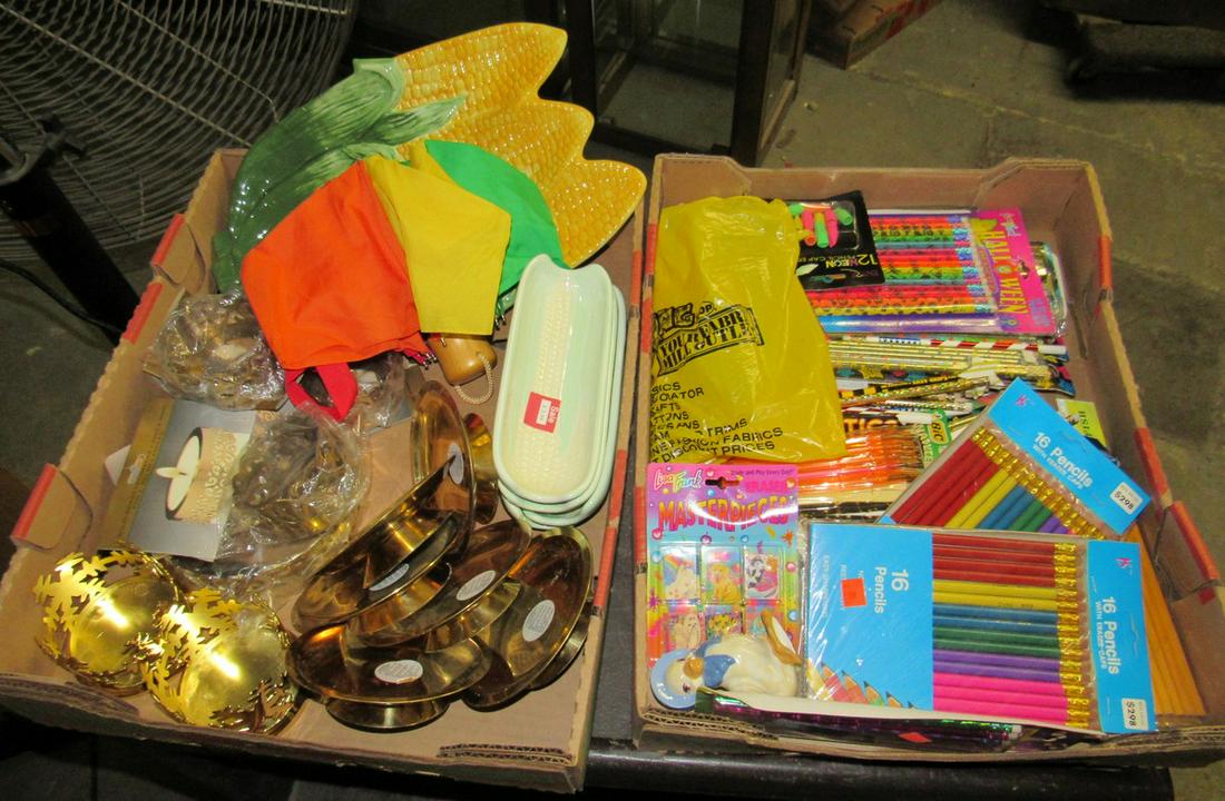 Brassware Corn Holders Platter Vintage Pencils Erasers: Getting all pictured