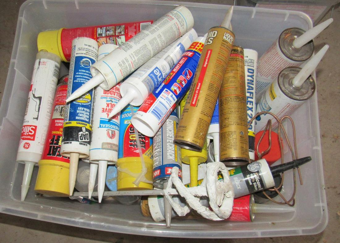 Caulk Liquid Nails Misc Spray Paint and Misc Cans: Getting tote filled with misc