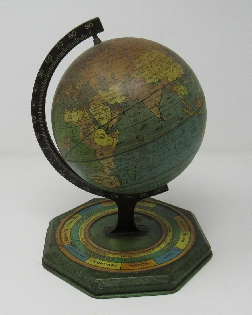J Chein Tin Globe: Approx. 9 1/4" tall