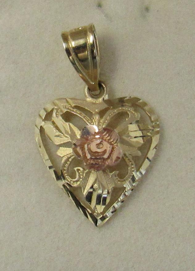 14K Gold Heart Charm: Approx. 7/8" length
