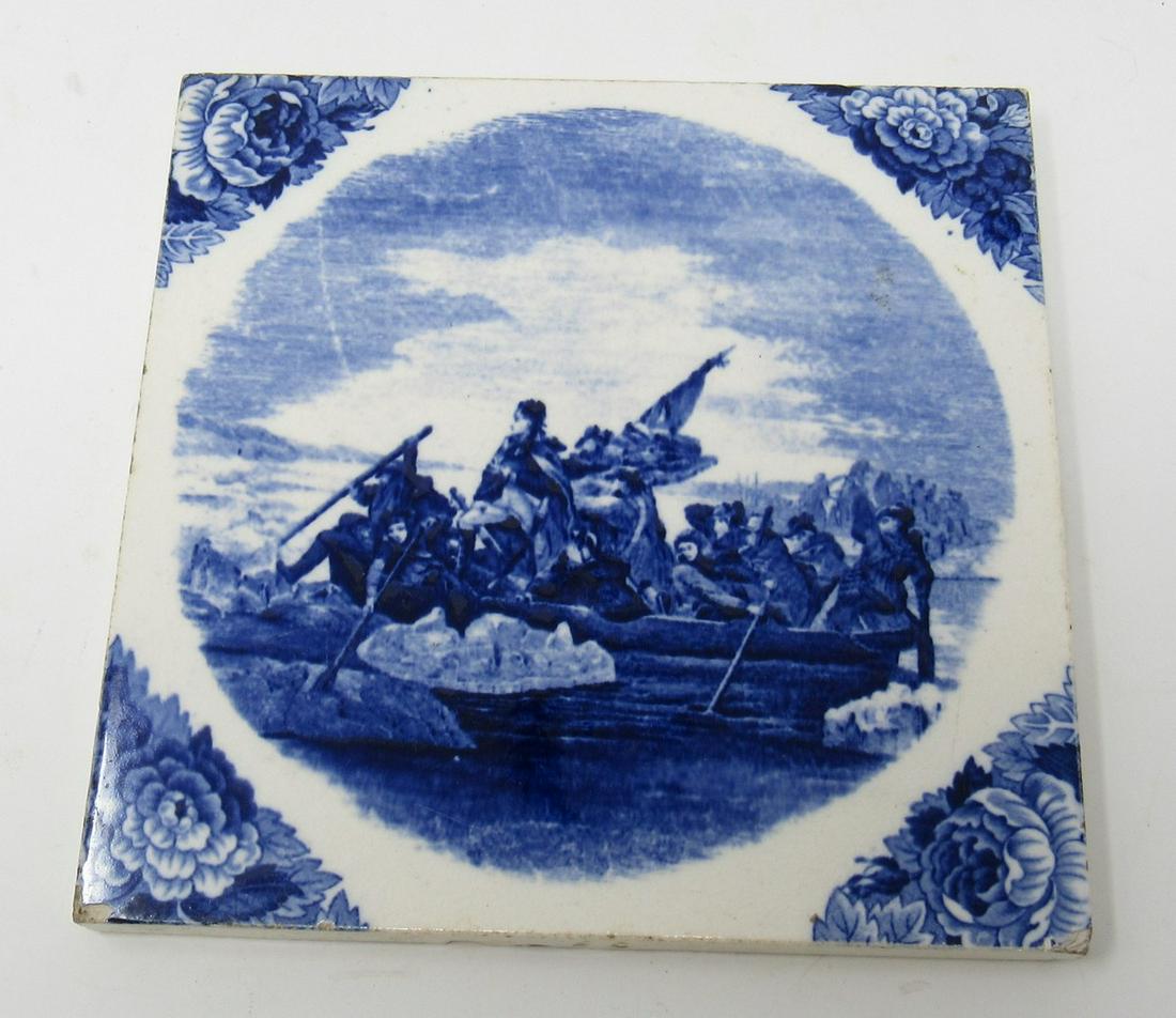 Wedgewood Washington Crossing Delaware Tile: Approx. 6"x6"