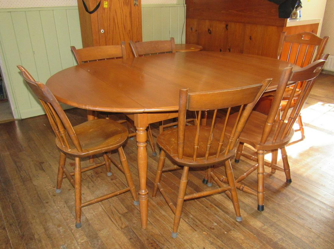 Nichols & Stone Dining Room Table with 6 Chairs: Chairs are signed; table is not. Table approx. 46"x66"